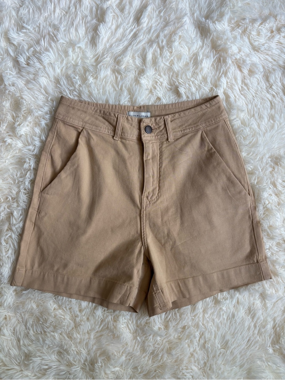Oliver Logan Canyon High Waisted Shorts Womens 27 Tan Cotton Canvas Stretch